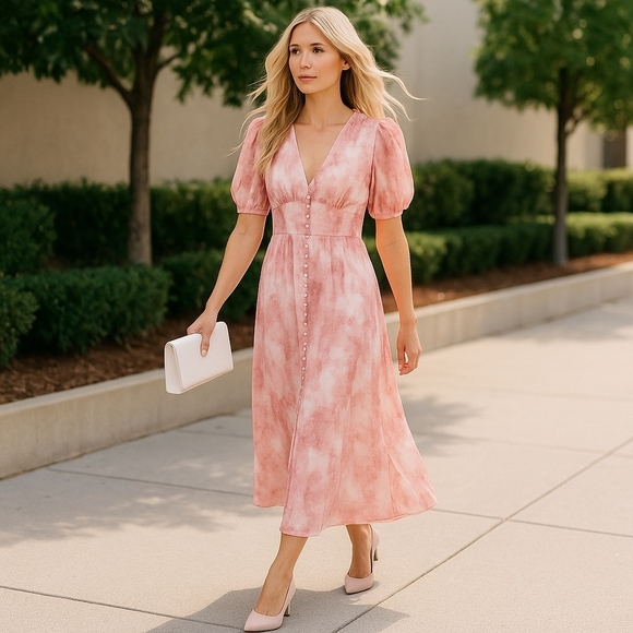 Cara Loren Floral sheer Layered Button Up Dress, Womens XS - Picture 1 of 12